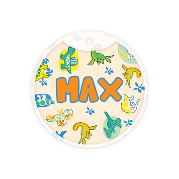 Customized Pet Id Tag - Dinosaurs Print